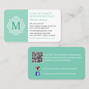 Mint Polka Dot Fashion Boutique Business Card