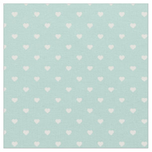 Mint Polka Dot Hearts Fabric