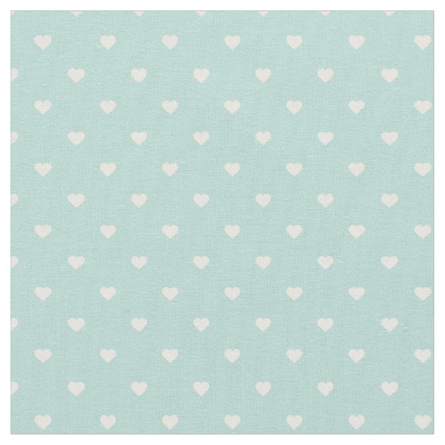 Mint Polka Dot Hearts Fabric (Close Up)