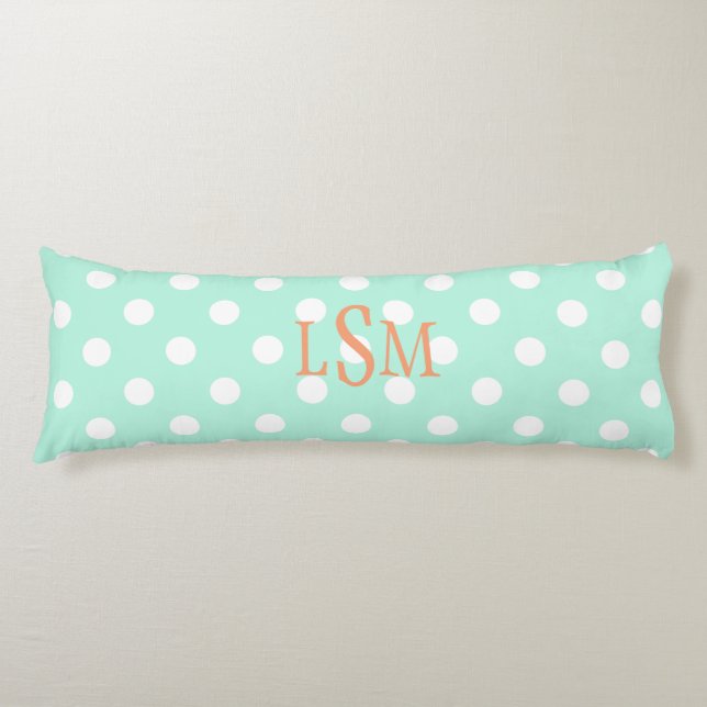 Mint polka dots custom body pillow (Front)
