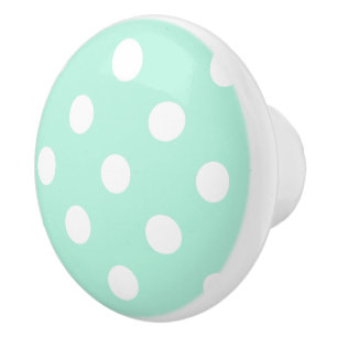 Mint polka dots knob/drawer pull