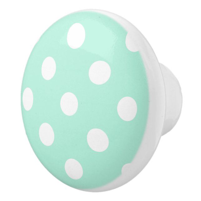 Mint polka dots knob/drawer pull (Right)