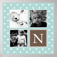 Mint Polka Dots Pattern Custom Photo Collage