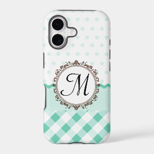 Mint Polkadots, Check and Stripes with Monogram
