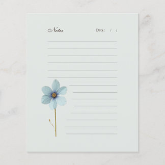 Mint Pressed Floral Lined Note Paper