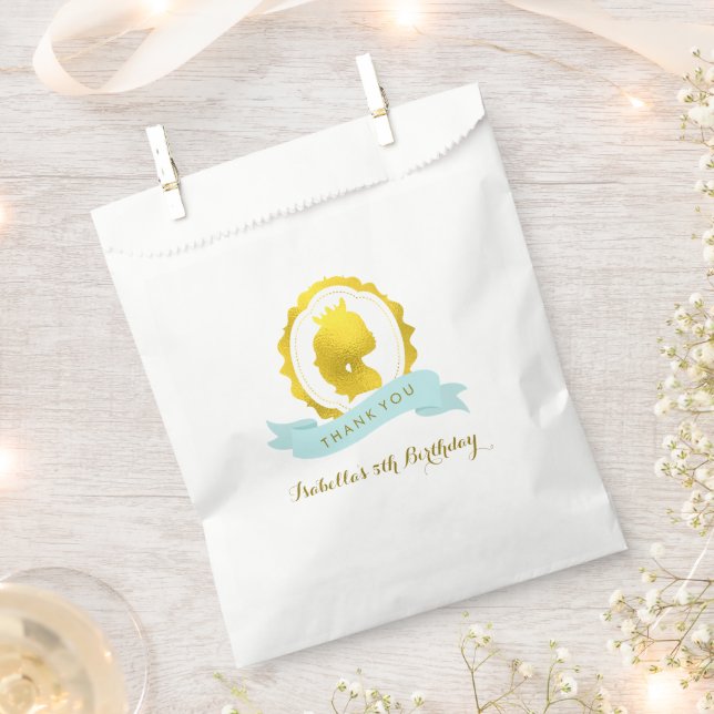 Mint Princess Cameo Birthday Favour Bag (Clipped)