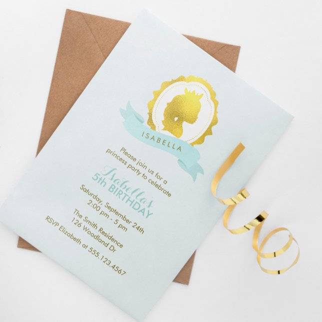 Mint Princess Cameo Girl Birthday Invitation (Creator Uploaded)