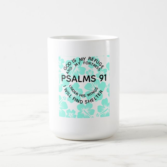 Mint psalms 91 flower  coffee mug (Center)