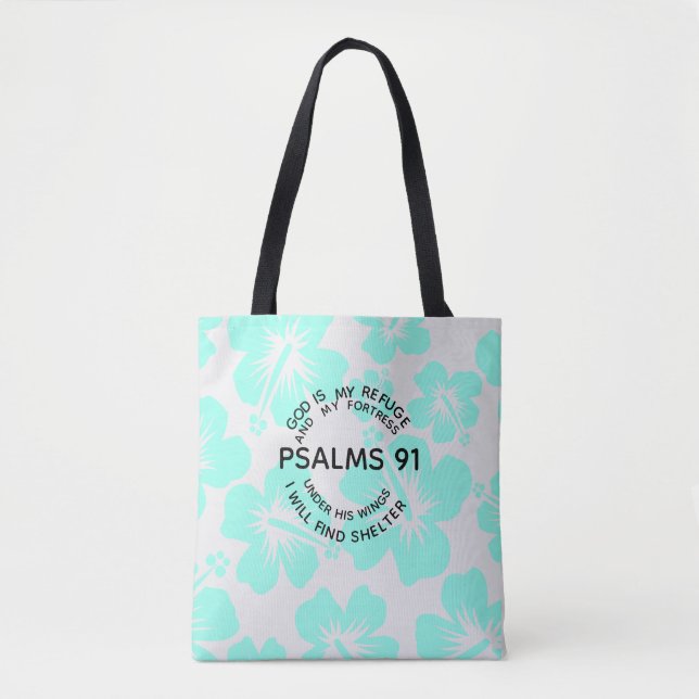Mint psalms 91 flower  tote bag (Front)