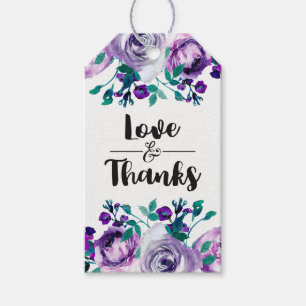 Mint & Purple Floral Wedding Love & Thanks Gift Tags