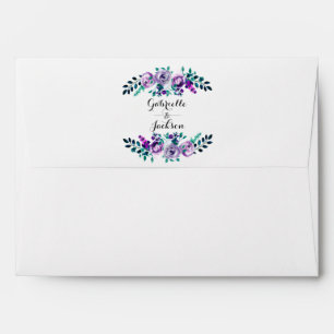 Mint & Purple Floral Wedding Monogram Envelope