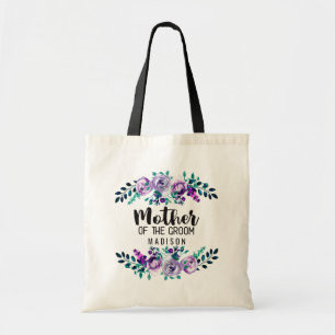 Mint & Purple Floral Wreath Mother of the Groom Tote Bag