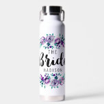 Mint & Purple Floral Wreath Wedding Bride Water Bottle<br><div class="desc">Mint & Purple Floral Wreath Watercolor Wedding Personalised Bride Mason Jar Mug with pretty rose and flowers and fun modern Brush Font. Check my shop to see the entire wedding suite for this design!</div>