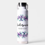 Mint & Purple Floral Wreath Wedding Bridesmaid Water Bottle<br><div class="desc">Mint & Purple Floral Wreath Watercolor Wedding Personalised Bridesmaid Mason Jar Mug with pretty rose and flowers and fun modern Brush Font. Check my shop to see the entire wedding suite for this design!</div>