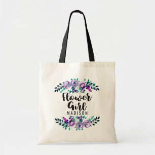Mint & Purple Floral Wreath Wedding Flower Girl Tote Bag