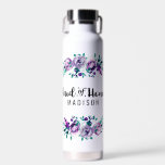 Mint & Purple Floral Wreath Wedding Maid of Honour Water Bottle<br><div class="desc">Mint & Purple Floral Wreath Watercolor Wedding Personalised Maid of Honour Mason Jar Mug with pretty rose and flowers and fun modern Brush Font. Check my shop to see the entire wedding suite for this design!</div>