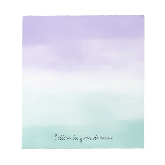 Mint Purple Watercolor Tie Dye Notepad (Front)