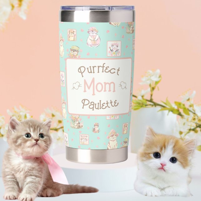 Mint Purrfect Mum Cat Boho Spring Hats Insulated Tumbler (Creator Uploaded)