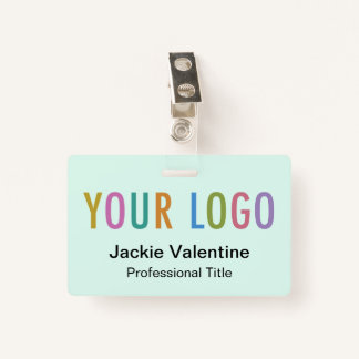 Mint PVC Name Badge with Logo Clip Reel or Lanyard ID Badge