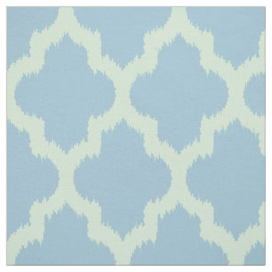 Mint Quatrefoil Ikat With Custom Blue Background Fabric