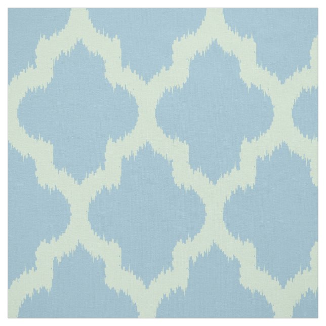 Mint Quatrefoil Ikat With Custom Blue Background Fabric (Swatch)