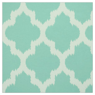 Mint Quatrefoil Ikat With Custom Teal Background Fabric