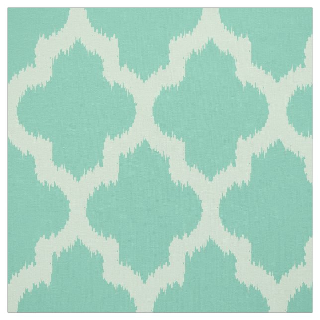 Mint Quatrefoil Ikat With Custom Teal Background Fabric (Swatch)