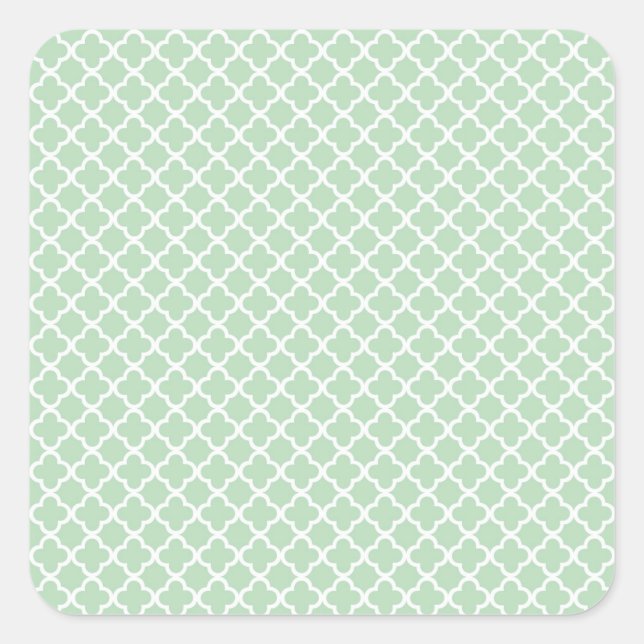 Mint Quatrefoil Square Sticker (Front)