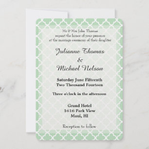 Mint Quatrefoil Wedding Invitation