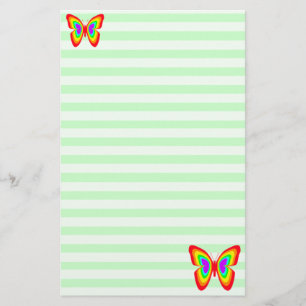 Mint Rainbow Butterflies Stationery