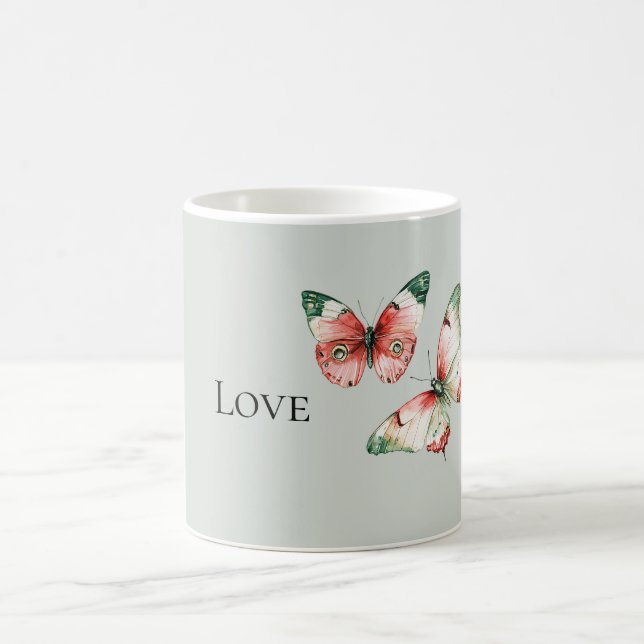 Mint Red Strawberry Butterflies Coffee Mug (Center)