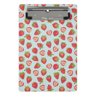 Mint & Red Summer Strawberry Pattern Mini Clipboard