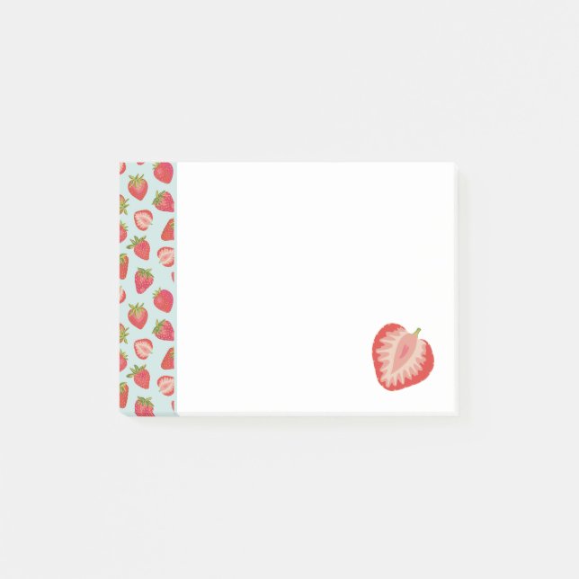 Mint & Red Summer Strawberry Pattern Post-it Notes (Front)