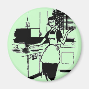 Mint Retro 50's Housewife in the Kitchen Magnet