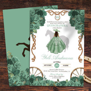 Mint Rose Light Green Western Ranch Quinceanera Invitation