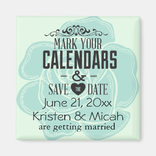 Mint Rose Save the Date Magnet