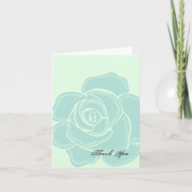 Mint Rose Wedding Thank You Card (Front)