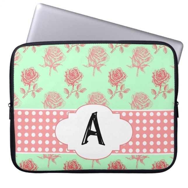 Mint Roses Laptop Sleeve (Front)