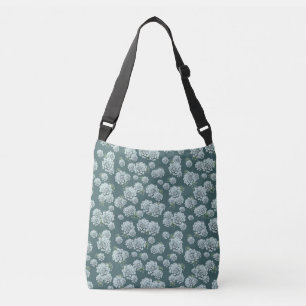 Mint Rosette Succulents Repeat Print on Pine Green Crossbody Bag