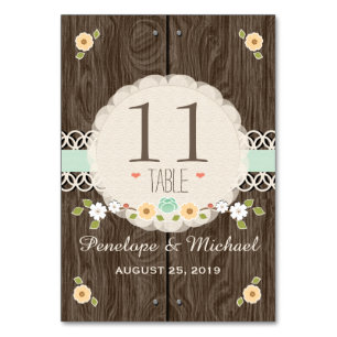 MINT RUSTIC FLORAL BOHO WEDDING TABLE NUMBER CARDS