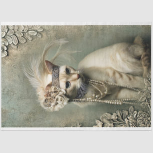 Mint Sage Allure Adorned Cat Roaring 20's  Tissue Paper