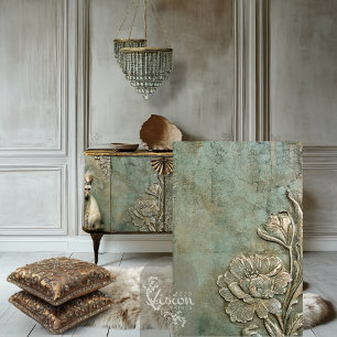 Mint Sage Allure Nouveau Floral Patina Tissue Paper