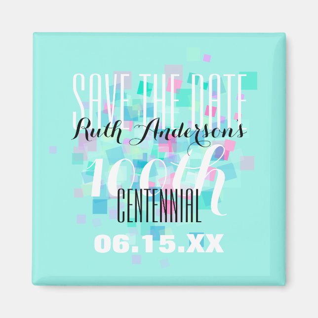Mint Save the date Centennial Personalized Magnet (Front)
