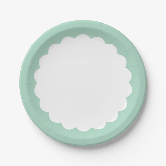 Mint Scallop - Personalizable Paper Plate (Front)