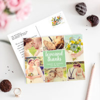 Mint Script Love and Thanks Photo Collage