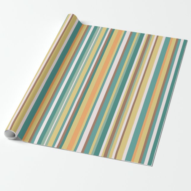 Mint Seamless Geometric Stripes Lines  Wrapping Paper (Unrolled)