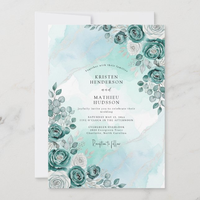 Mint Serene Winter Wedding Invitation (Front)