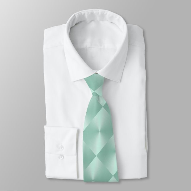 Mint Shimmer Blocks Neck Tie (Tied)