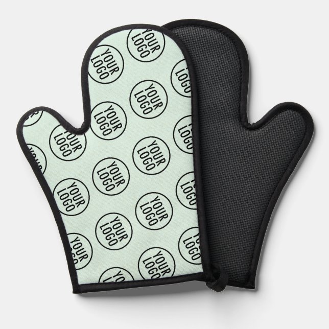 Mint Silicone Oven Mitt with Custom Logo Pattern (Front/Back)