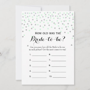 Mint Silver 2x Bridal Shower Game How Old Advice